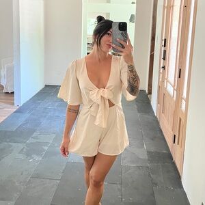 Fashion Nova tie front top romper